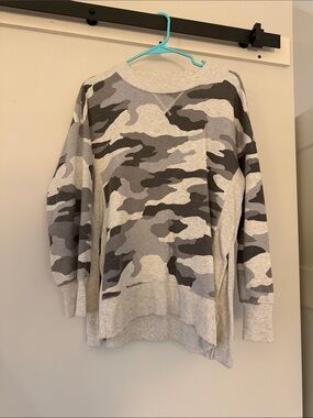 aerie Gray Camo Crewneck Sweater